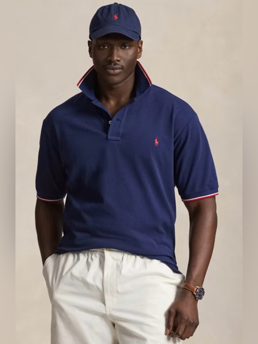Polo by Ralph Lauren Navy Polo with Red & White Trim